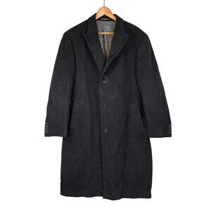 Calvin Klein Wool Cashmere Trench Overcoat Mens 44R Black 3 Button Single Vented